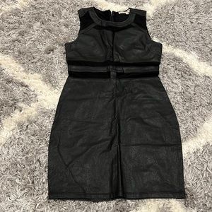 Black faux leather dress